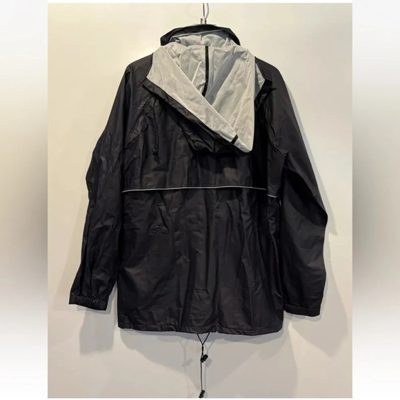 NWT Acadia Mens Navy Blue Removable Hood Rain Coat Size Medium (SU) - Picture 2 of 7